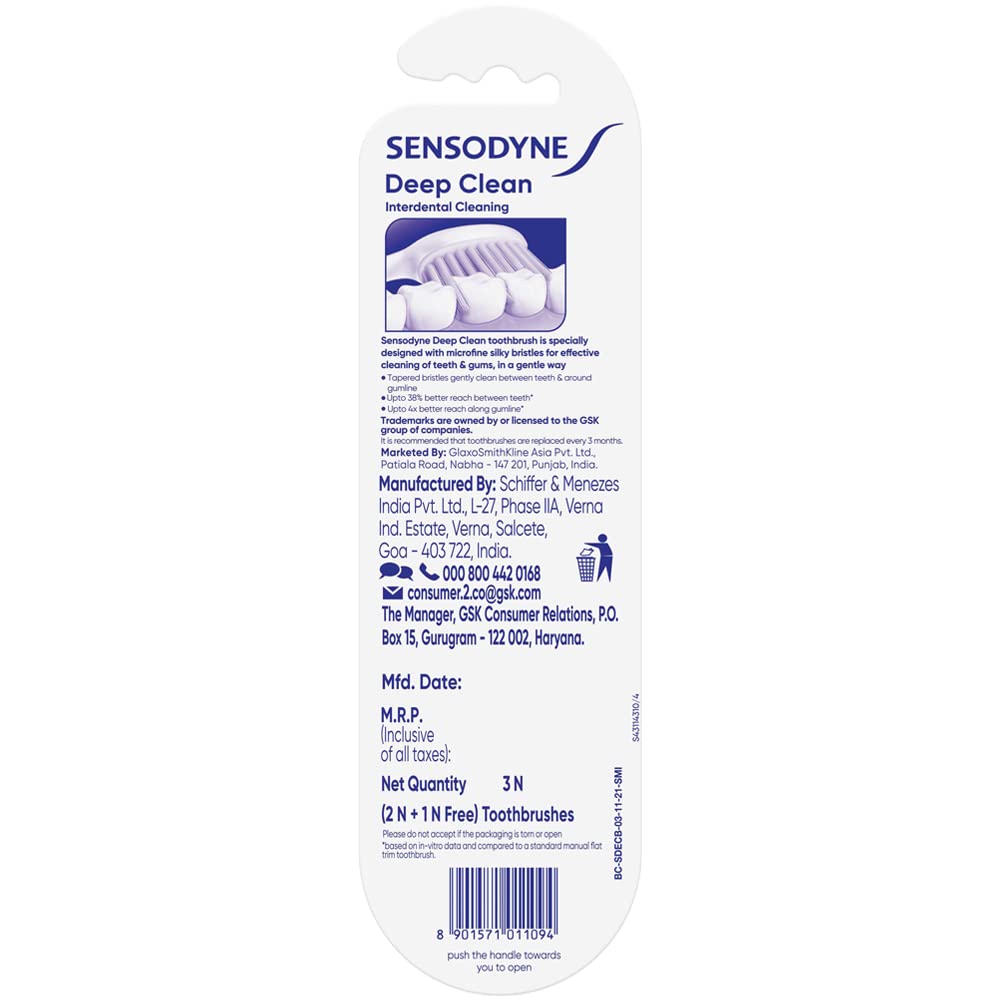 Sensodyne Deep Clean Toothbrush <span class=product-span><p>A soft  toothbrush with microfine filaments bristles that is specially designed to  provide effective interdental cleaning. </p></span>