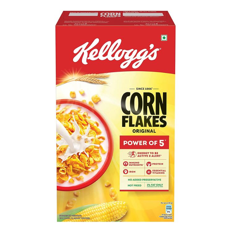 Kellogg's Corn Flakes Original | Power of 5: Energy, Protein, Iron,  Calcium, Vitamins B1, B2, B3 & C | Cornflakes, Breakfast Cereal | Naturally