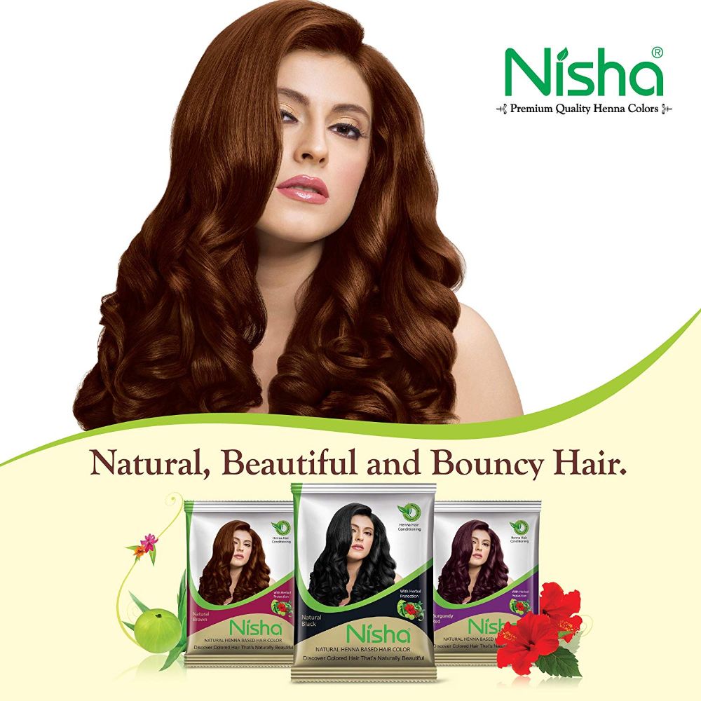 Buy Nisha Henna Based Hair Color 30 gm (Pack OF 6 Pouch) , Natural Brown  Online - Get 1% Off